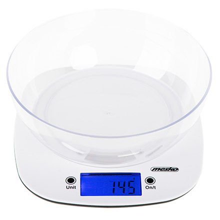 Mesko Scale with bowl MS 3165 Maximum weight (capacity) 5 kg, Graduation 1 g, Display type LCD, Whit